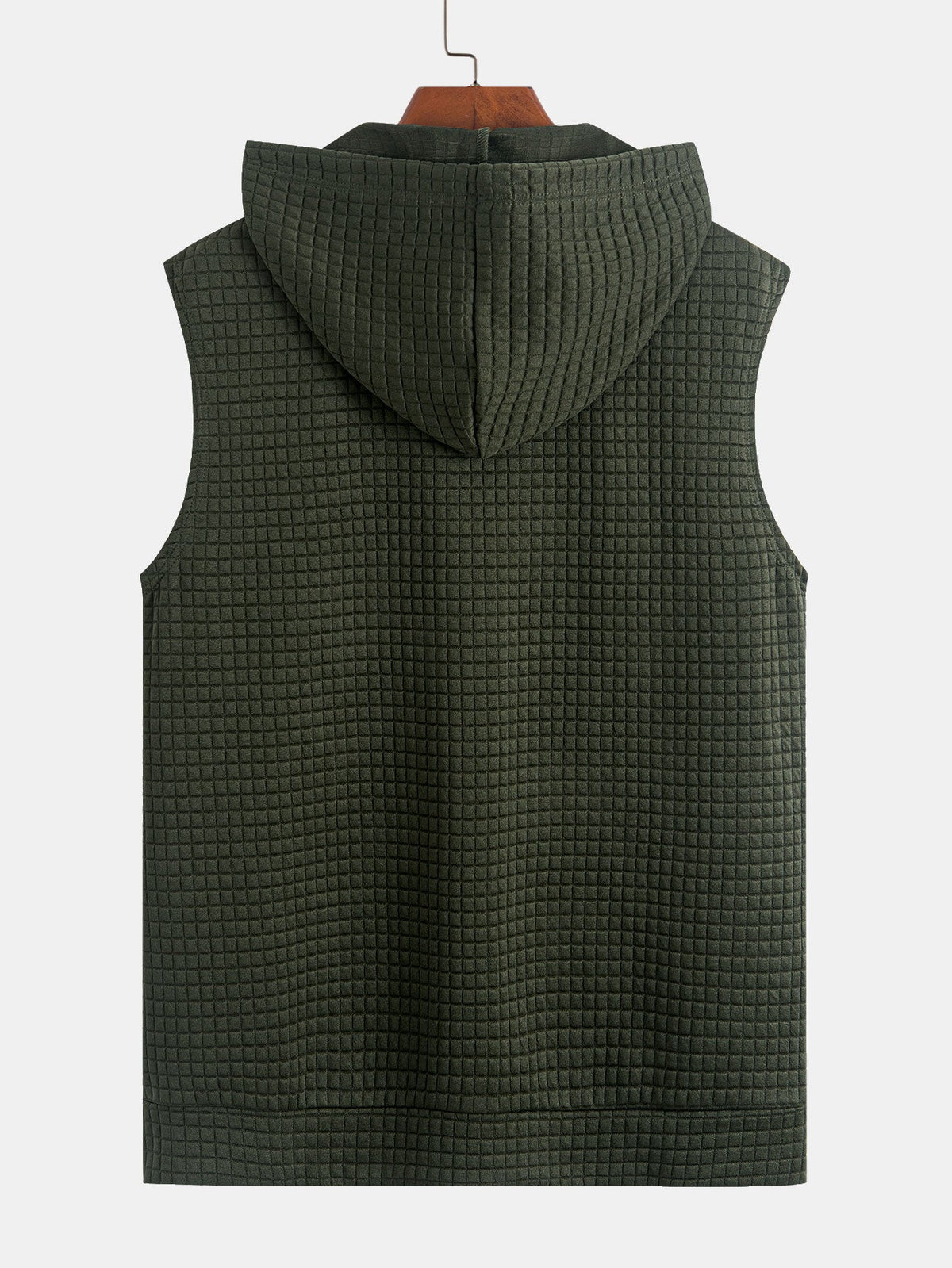 Sleeveless Waffle Zipper Hoodie