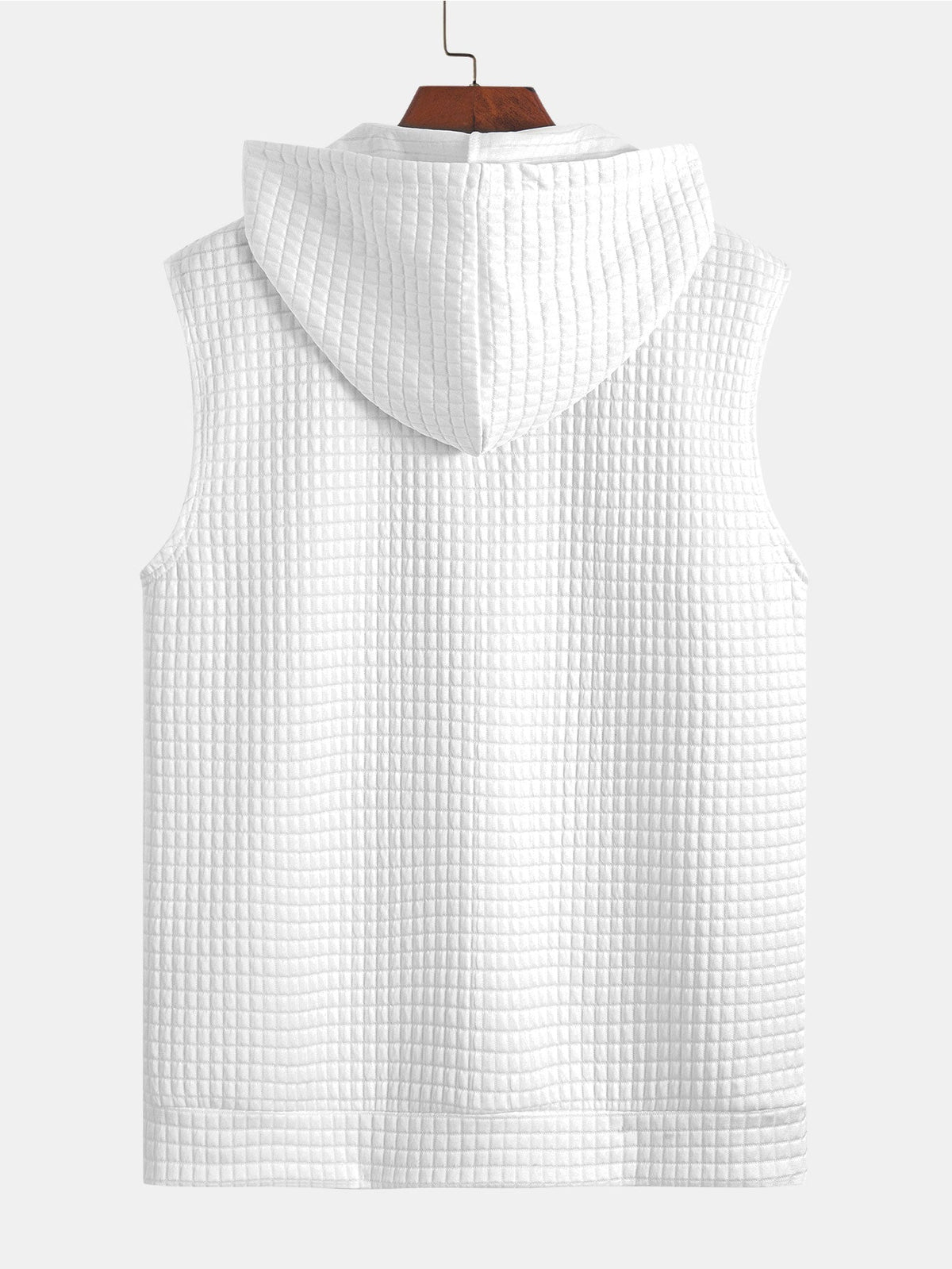 Sleeveless Waffle Zipper Hoodie