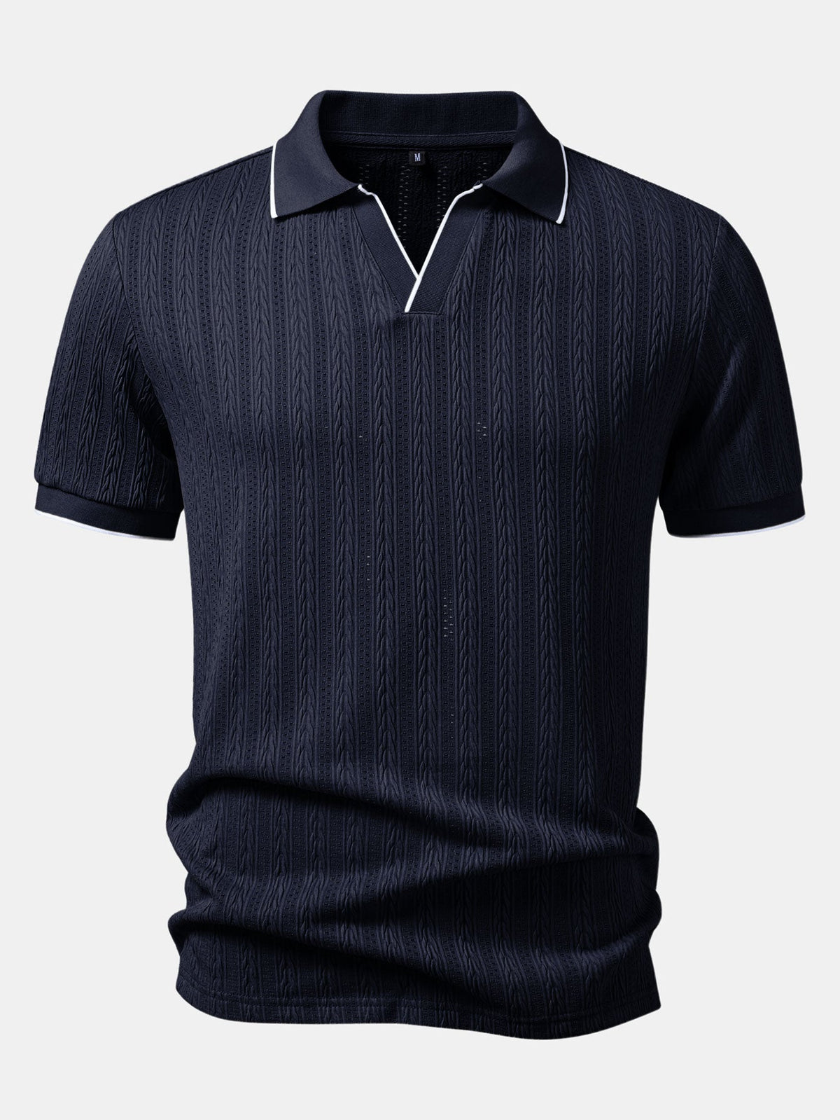 Geometric Jacquard Johnny Collar Polo