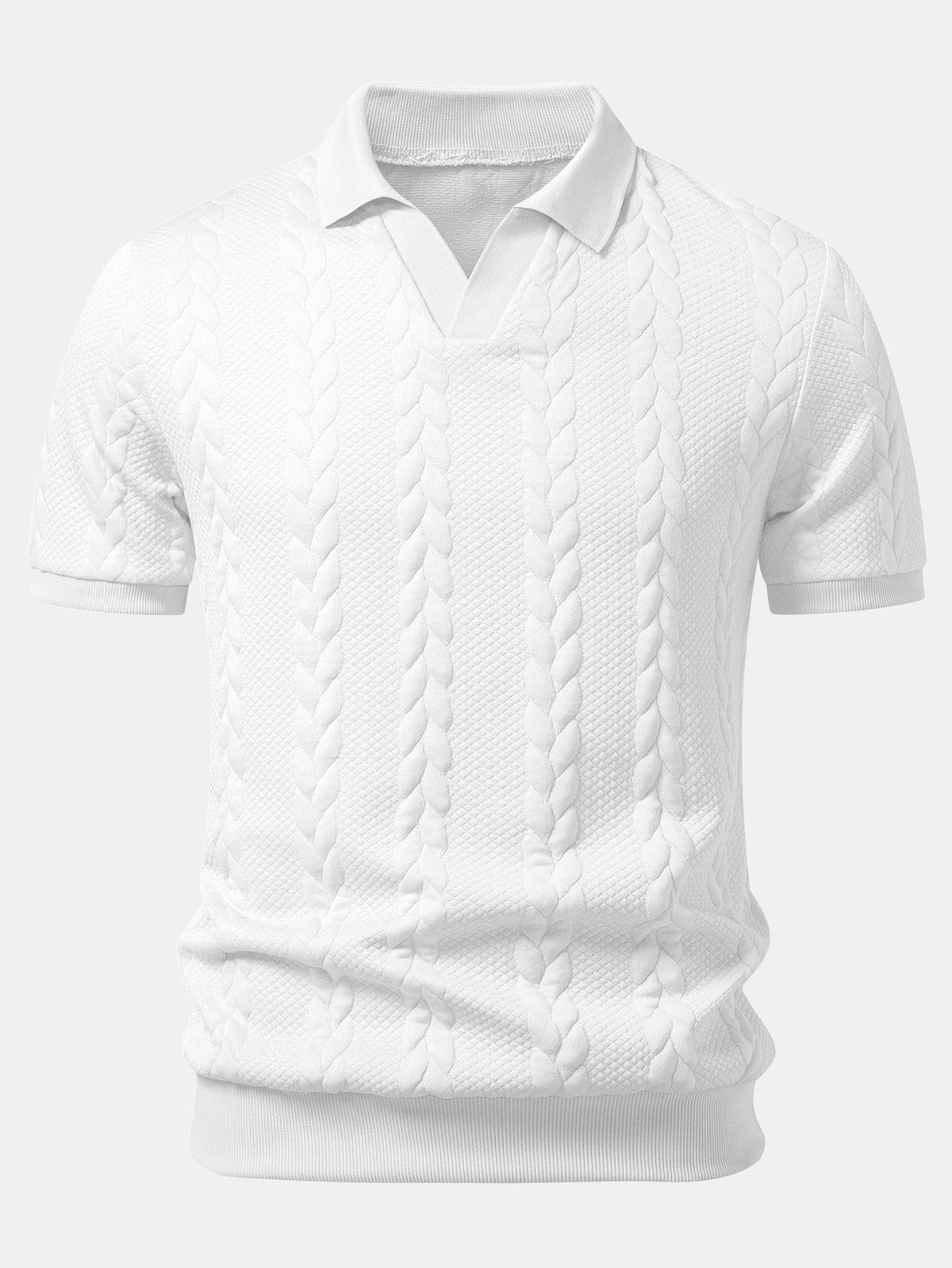 Twist Jacquard V Neck Polo