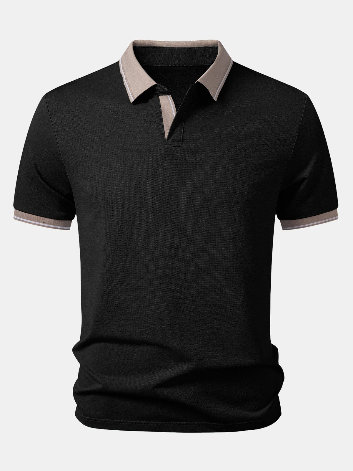 Contrast Trim Johnny Collar Polo
