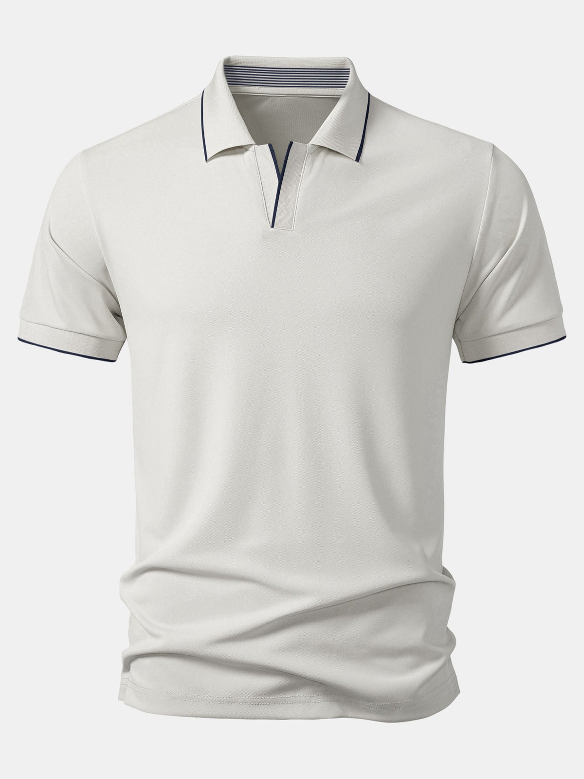Contrast Trim Johnny Collar Polo