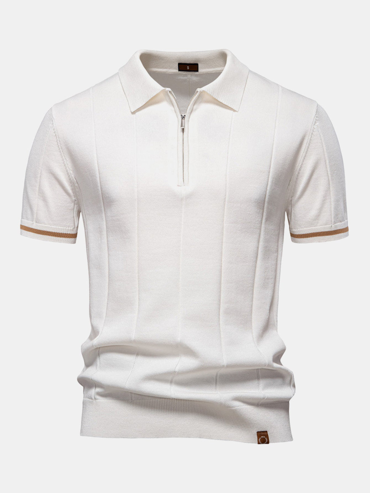 Contrast Trim Zipper Knit Polo Shirt