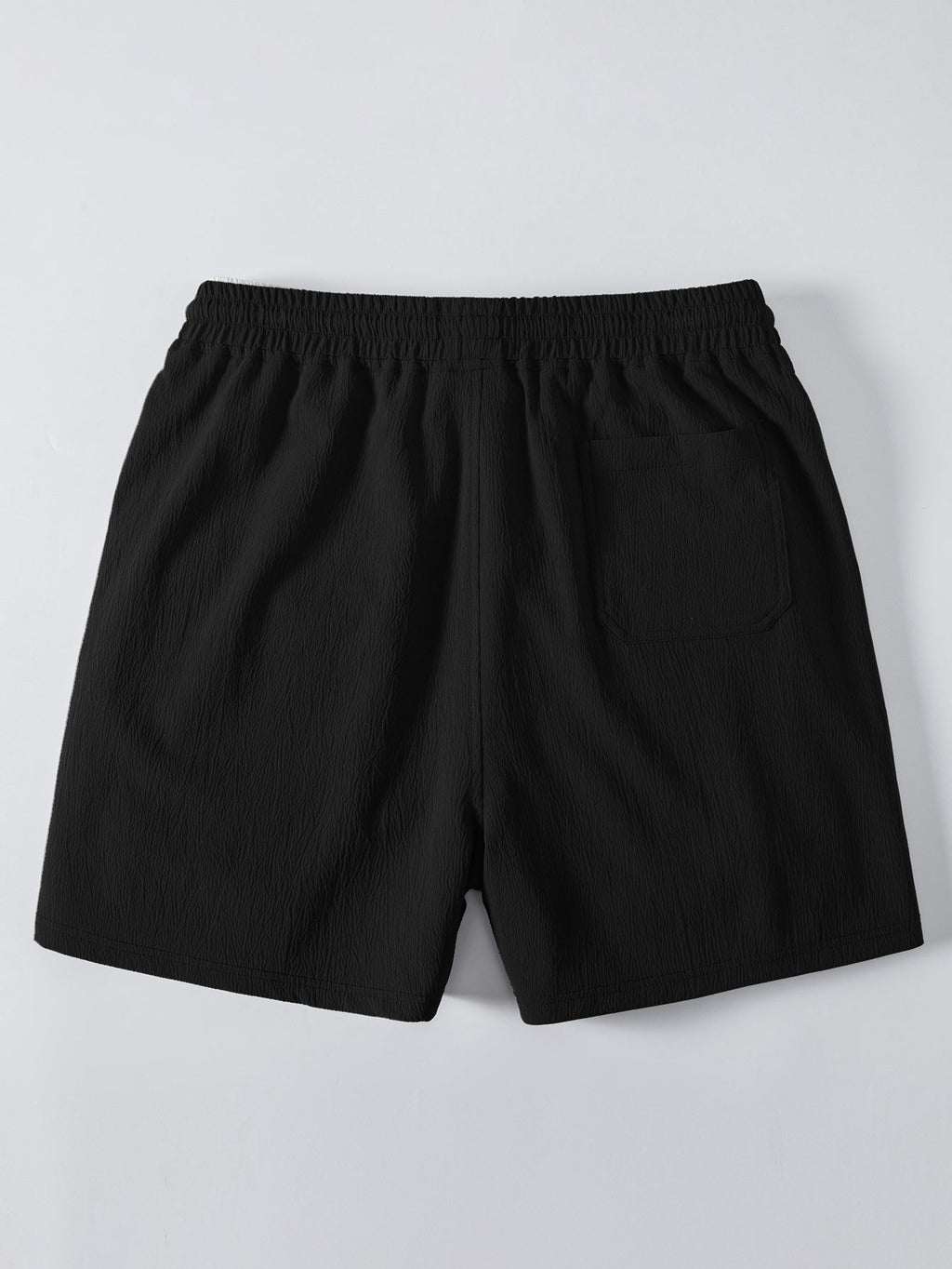 Open Knit Shirt & Crinkle Textured Drawstring 5" Shorts