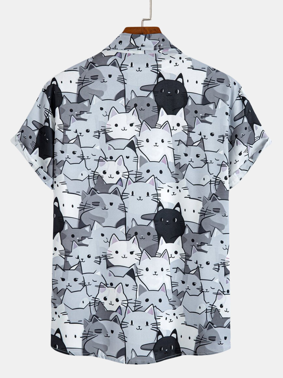 Cartoon Cat Print Button Up Shirt