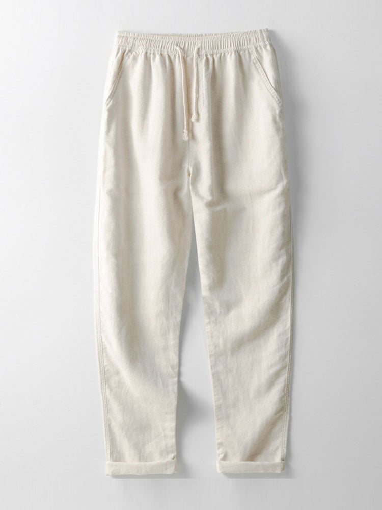 Short Sleeve Linen Look Stand Collar Shirt & Straight Leg Linen Pants