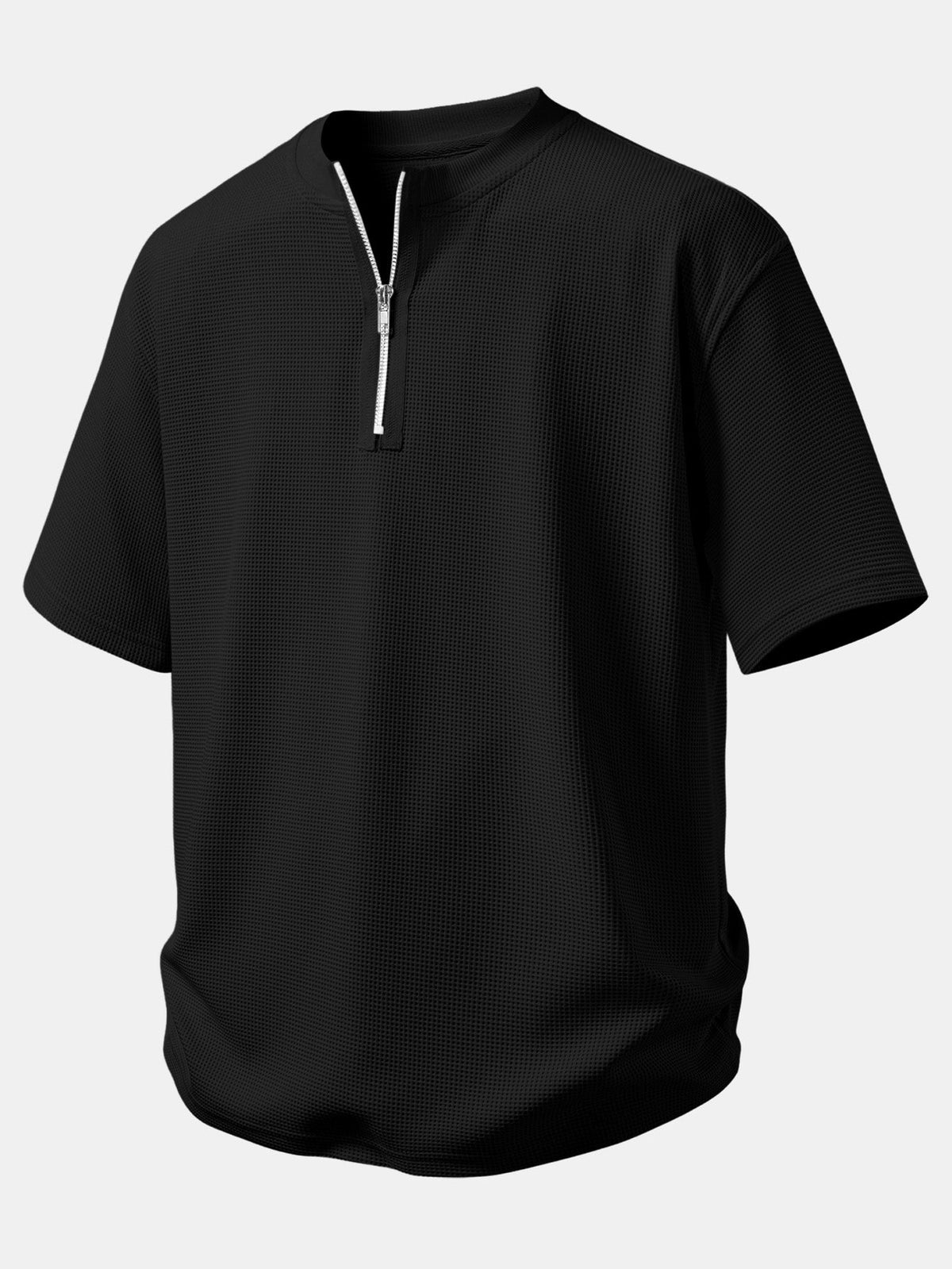 Relax Fit Zipper Waffle T-Shirt