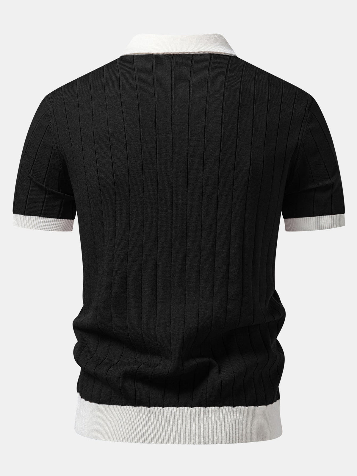 Contrast Trim Stripe Johnny Collar Polo & Slim Fit Tapered Trousers