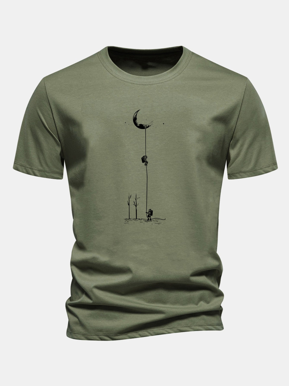 Regular Fit Lunar Astronaut Print Cotton T-Shirt