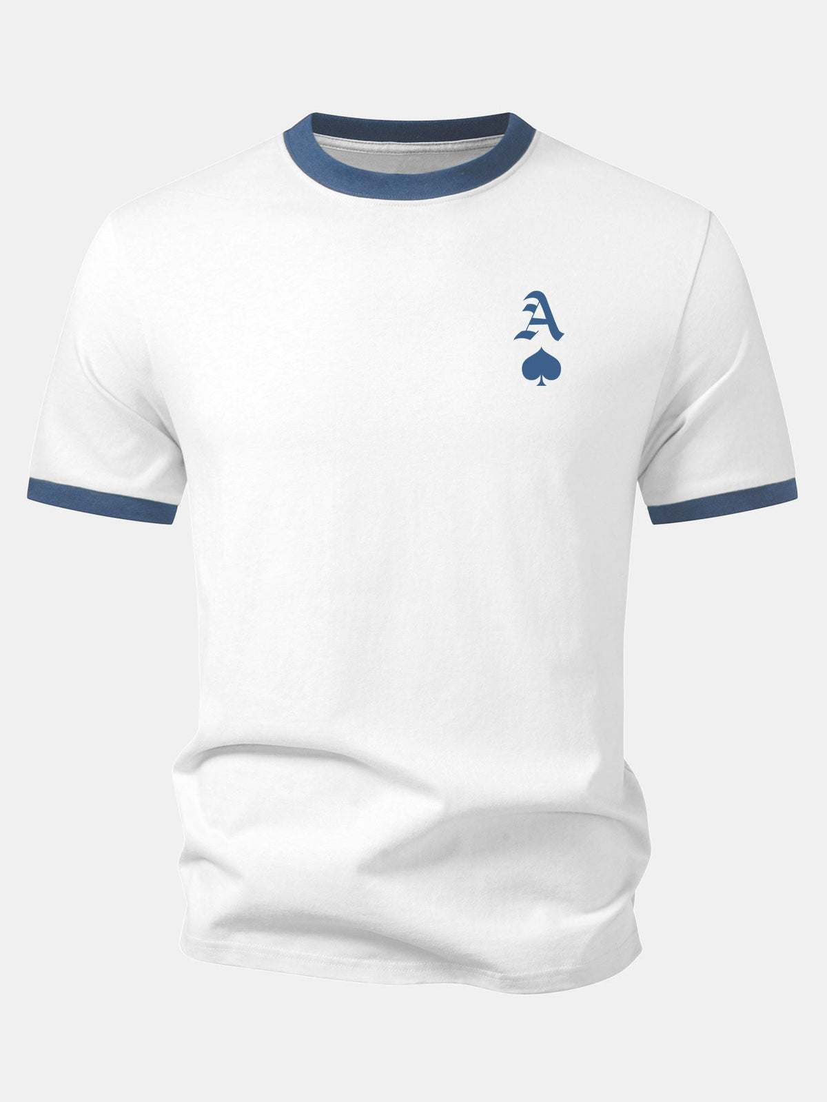 Ace Of Spades Print Contrast Ringer T-Shirt
