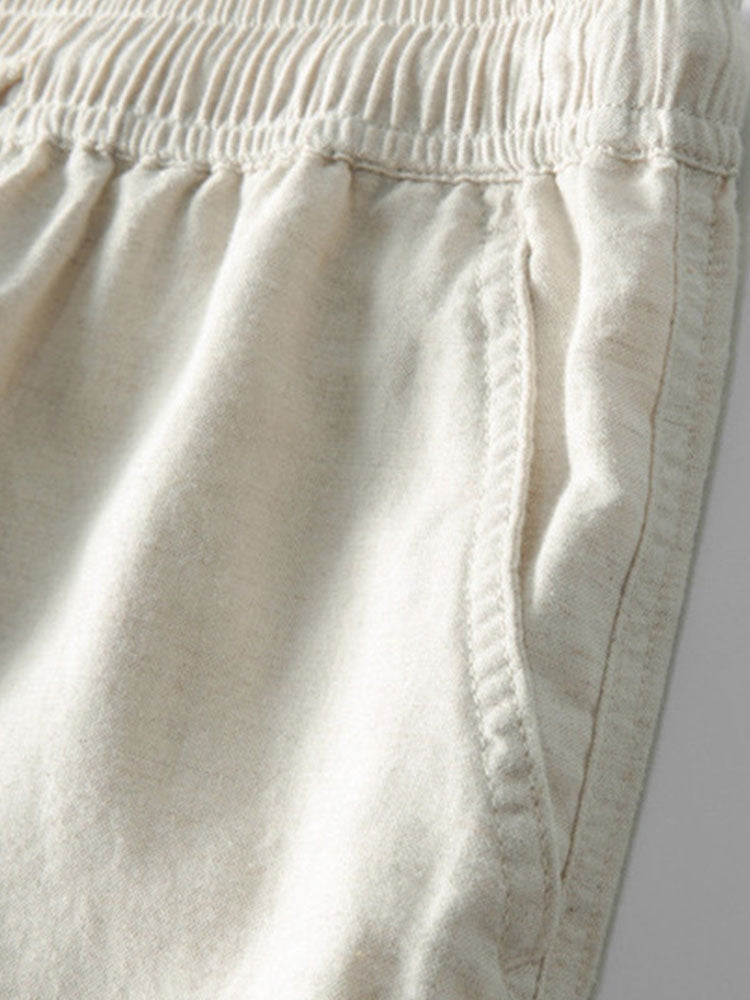 Open Knit Shirt & Straight Leg Linen Pants