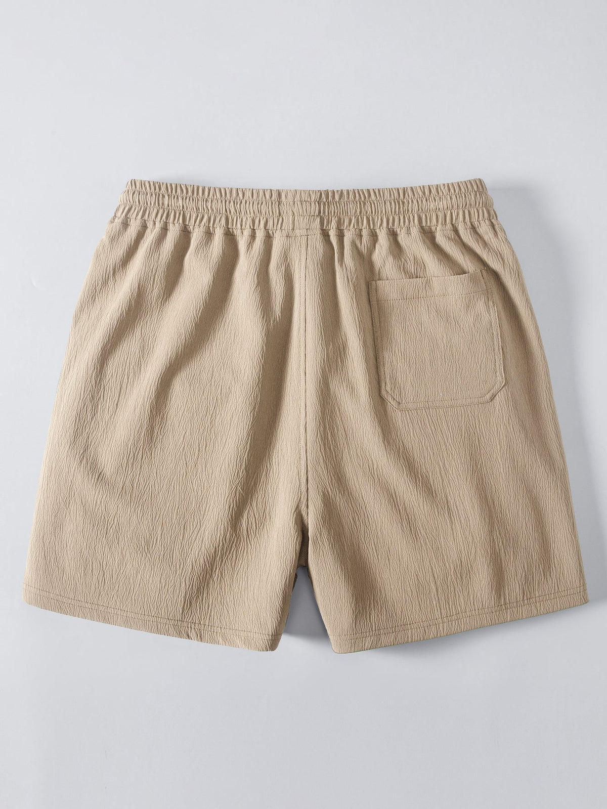 Linen Look Button Up Shirt & Crinkle Textured Drawstring 5" Shorts