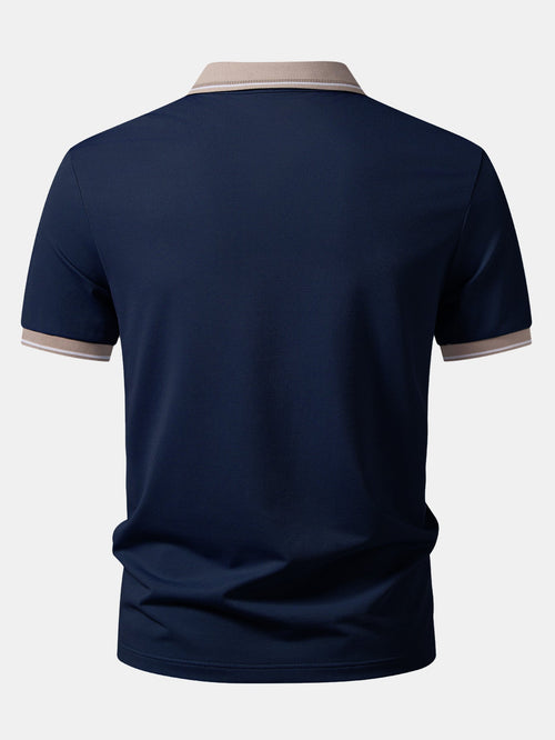 Contrast Trim Johnny Collar Polo