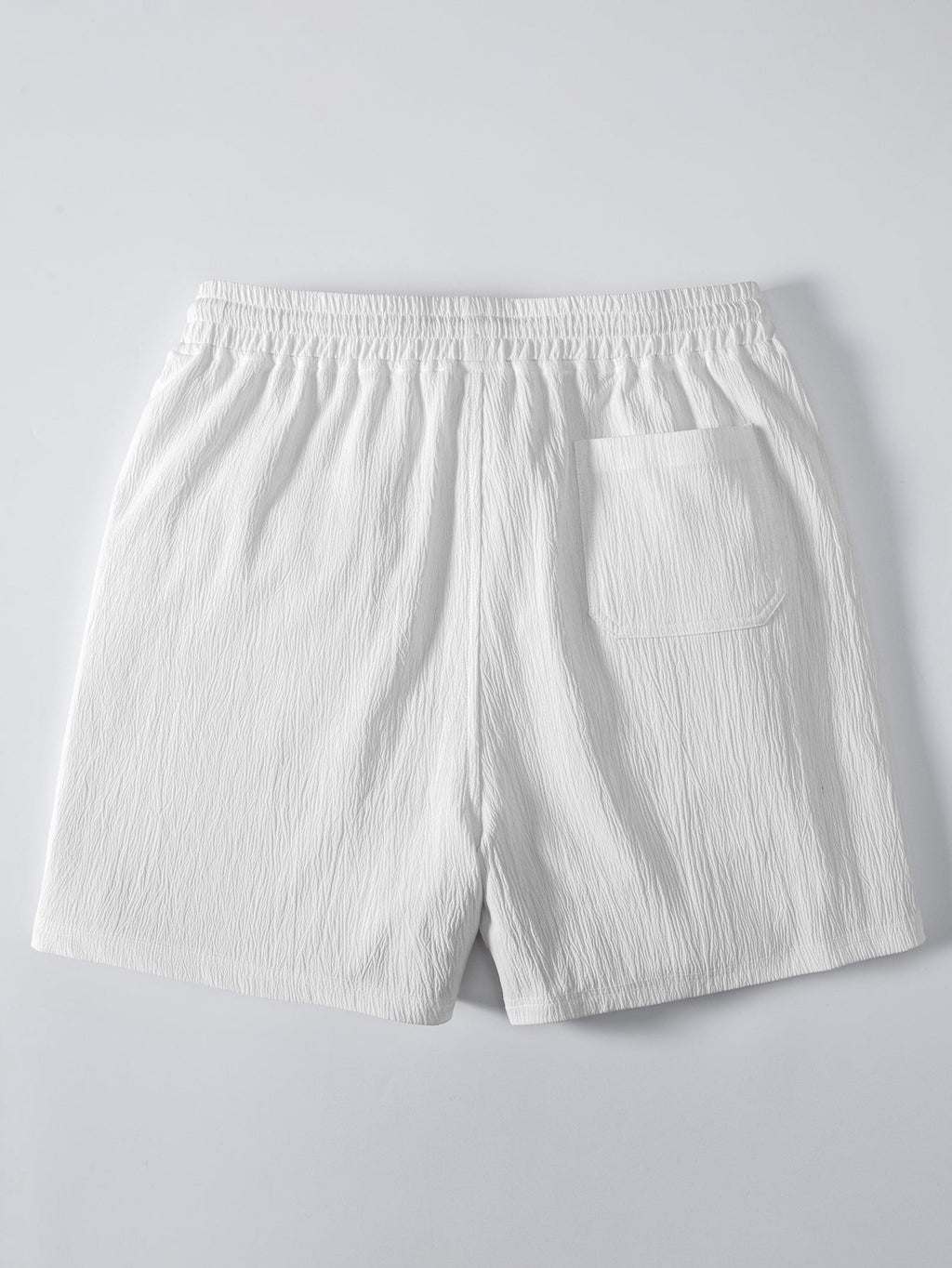 Linen Look Button Up Shirt & Crinkle Textured Drawstring 5" Shorts