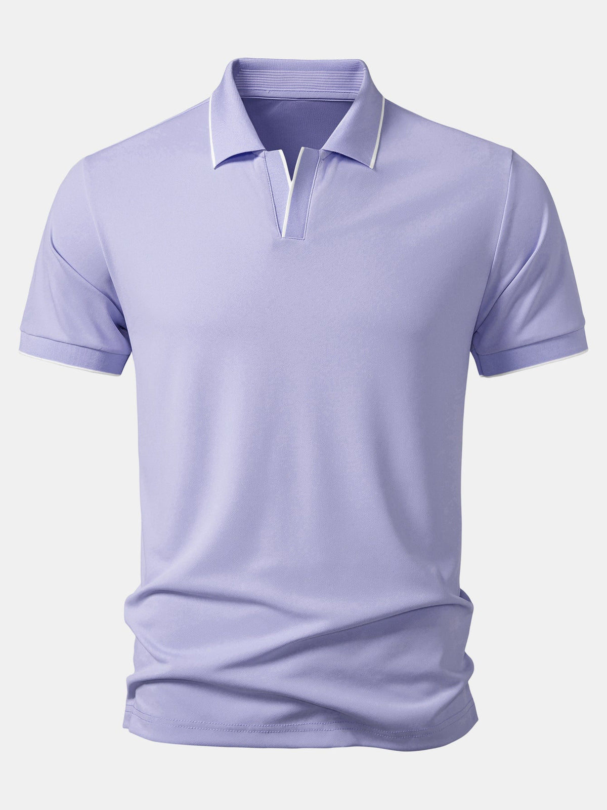 Contrast Trim Johnny Collar Polo