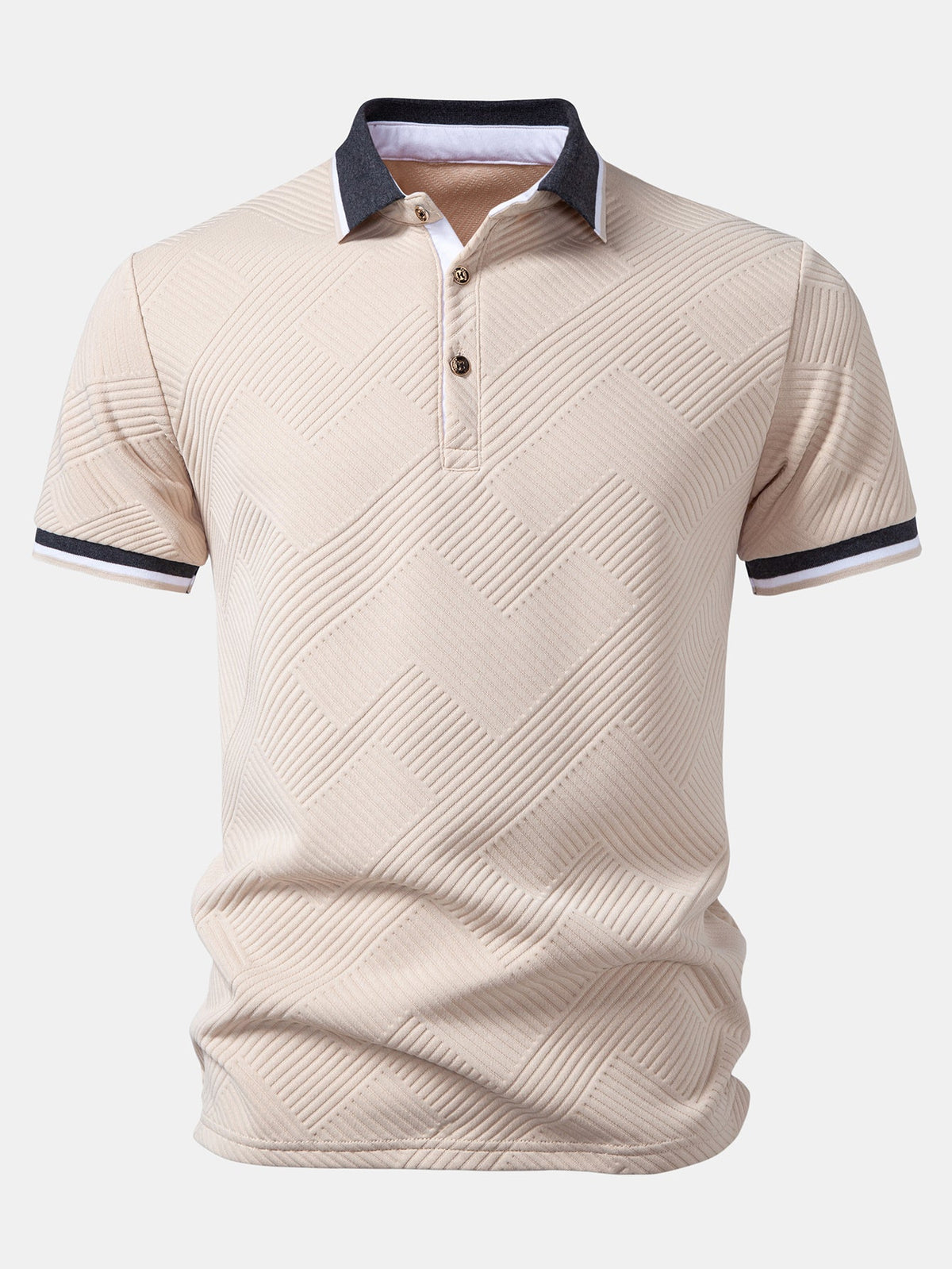 Contrast Trim Stripe Jacquard Polo