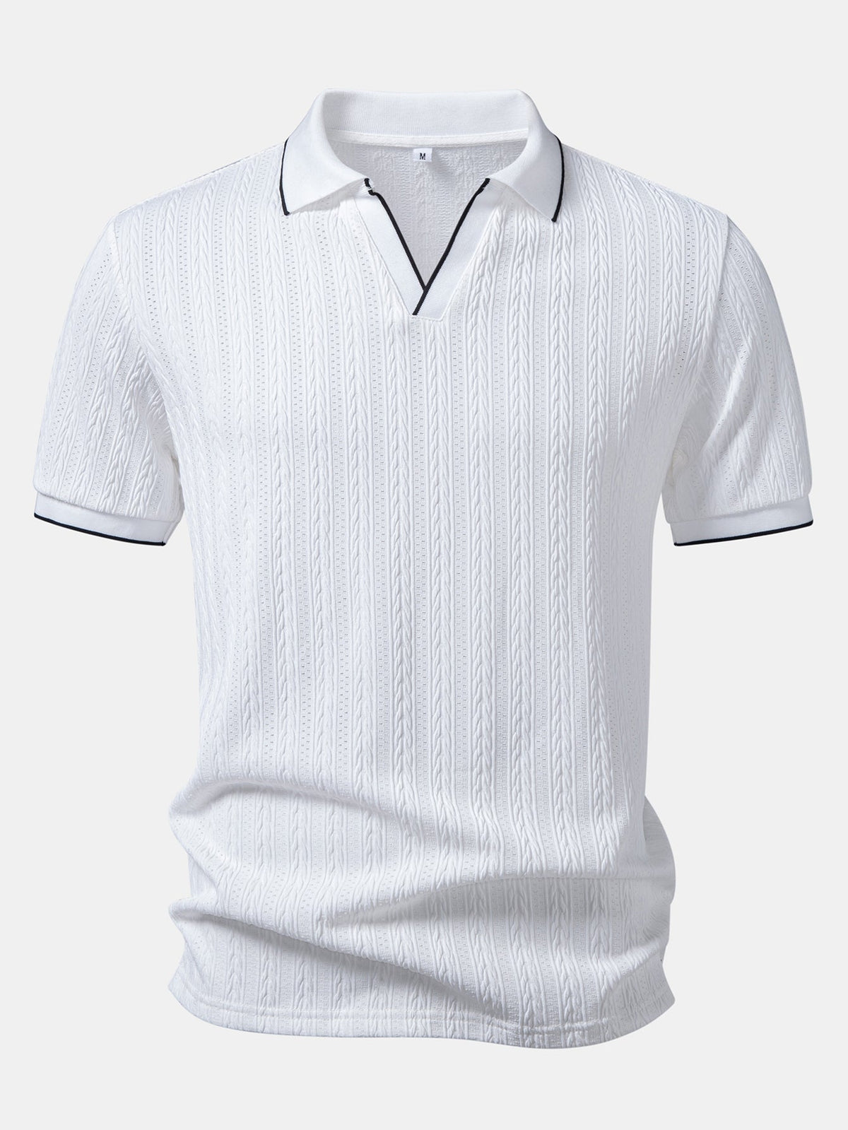Geometric Jacquard Johnny Collar Polo