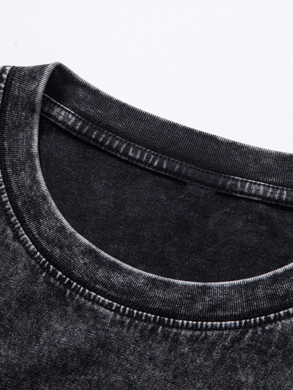 Relax Fit Long Sleeve Washed Distressed T-Shirt